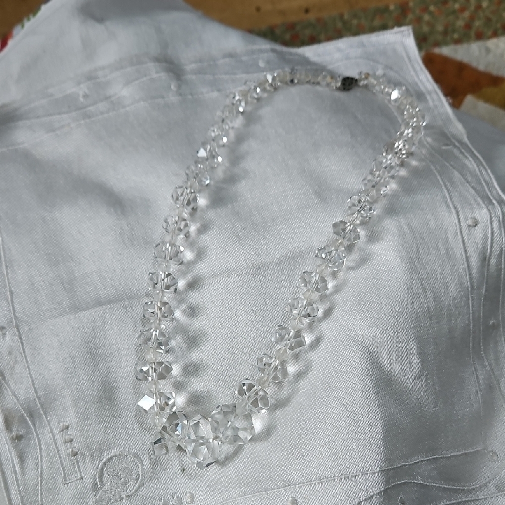Silver Faceted Necklace with Ice-Like Beads